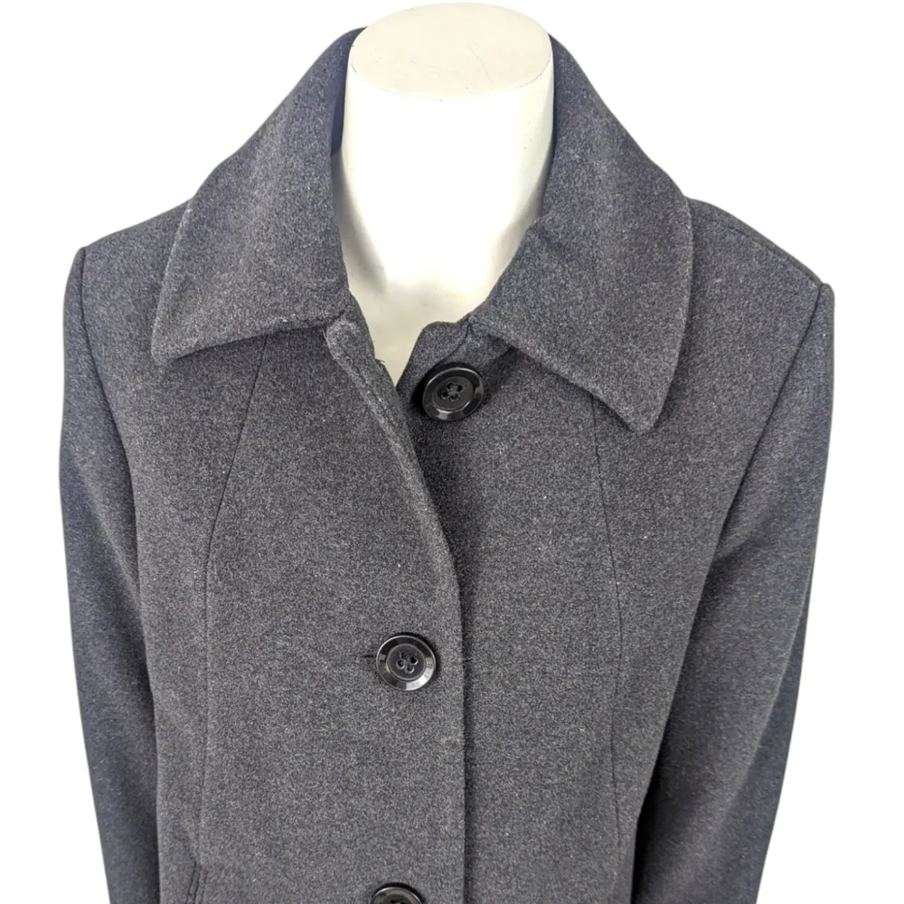 Nautica Wool Pea Coat Peacoat Womens Medium Gray Jacket Button Dressy